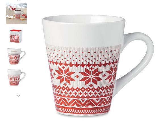 Ceramic mug (340ml) with Nordic style pattern.