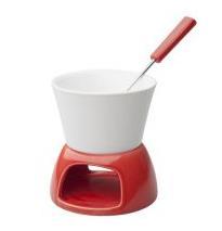 Ceramic mini fondue with rack and stainless
