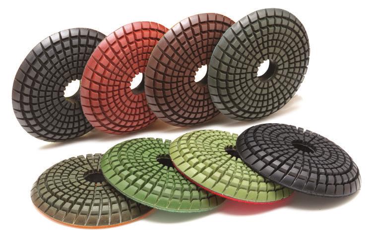 POLISHING DISC (WET) 4" Convex Polishing Discs POLISHING DISCS (DRY) Convex, Velcro backed discs. Disc backs are color coded for easy grit size identification. Max 3,700 RPM.