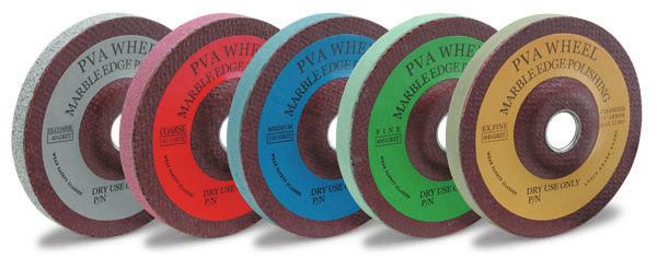 Grit 4" Vitrified Polishing Discs Flexible, Velcro backed discs for light shaping, smoothing, and initial polishing of granite or marble. Max 3,700 RPM.