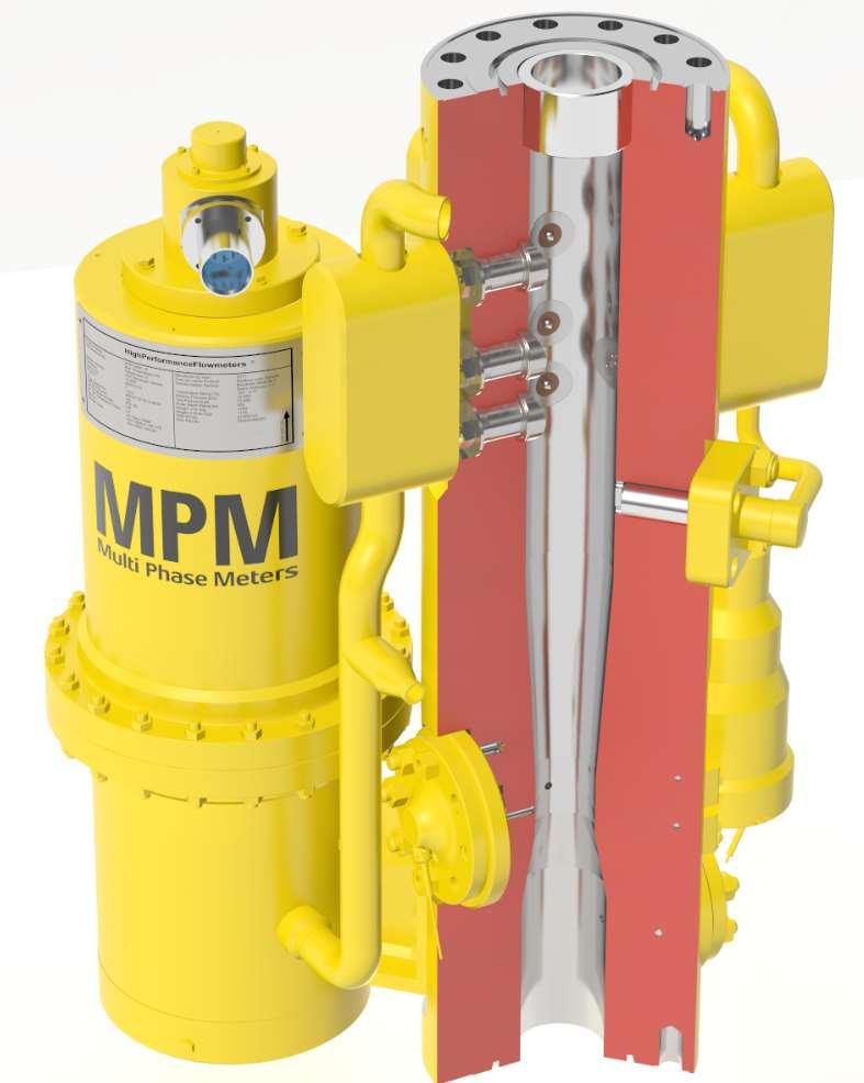 The MPM Meter Technology Multiphase & Wetgas (Dual Mode) Venturi Total mass flow 3D Broadband tomographic measurement Phase fractions of oil, gas and water Gas-volume-fraction (GVF)