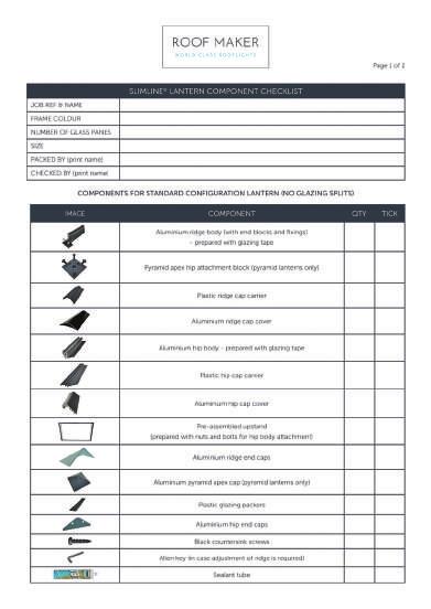 COMPONENT CHECKLIST The images below show a component checklist that you will receive as part of your flat packed kit.