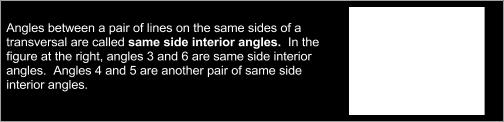 Conjecture: If parallel lines are cut by a transversal, then alternate interior angles are. 9-4. Use Figures 1 through 3. a. Examine the pairs of angles b and d, g and j, and r and s.