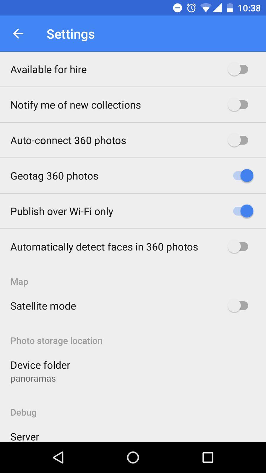1.2. Getting Started Street View App App Settings Sidebar Menu - Tap the three bar icon in the top left corner to view App options menu: