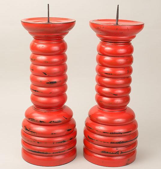 Title: Ceremonial Candlesticks (13-015) Created: June 2013 Materials: Dimensions: Poplar, iron nails,