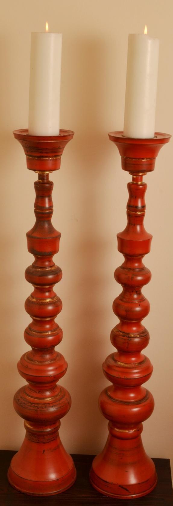 Title: Meiji Ceremonial Candlesticks (37 ) (14-007) Created: June 2014 Materials: Maple, lacquer Dimensions: 37 h X 8 w Retail Price: