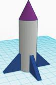 H A rocket is being constructed made up of a cone, a cylinder, and 3 triangular prisms. The cone has a radius of 1 foot and a height of 1.5 feet.