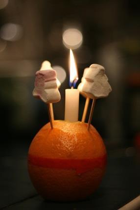 24 days of super quick and easy craft activities! 1 Christingle an orange, a candle or glow stick, red ribbon, four toothpicks and sweets.