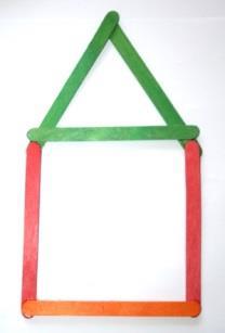 d colours. a. Take the lollipop sticks and glue them (as shown) to make a 2D stable. b.