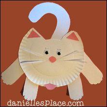 Paper Plate Cat Paper plates White and pink construction paper Wiggle eyes Glue Scissors Cut a supply of white construction paper legs, whiskers and tails Cut a supply of pink construction