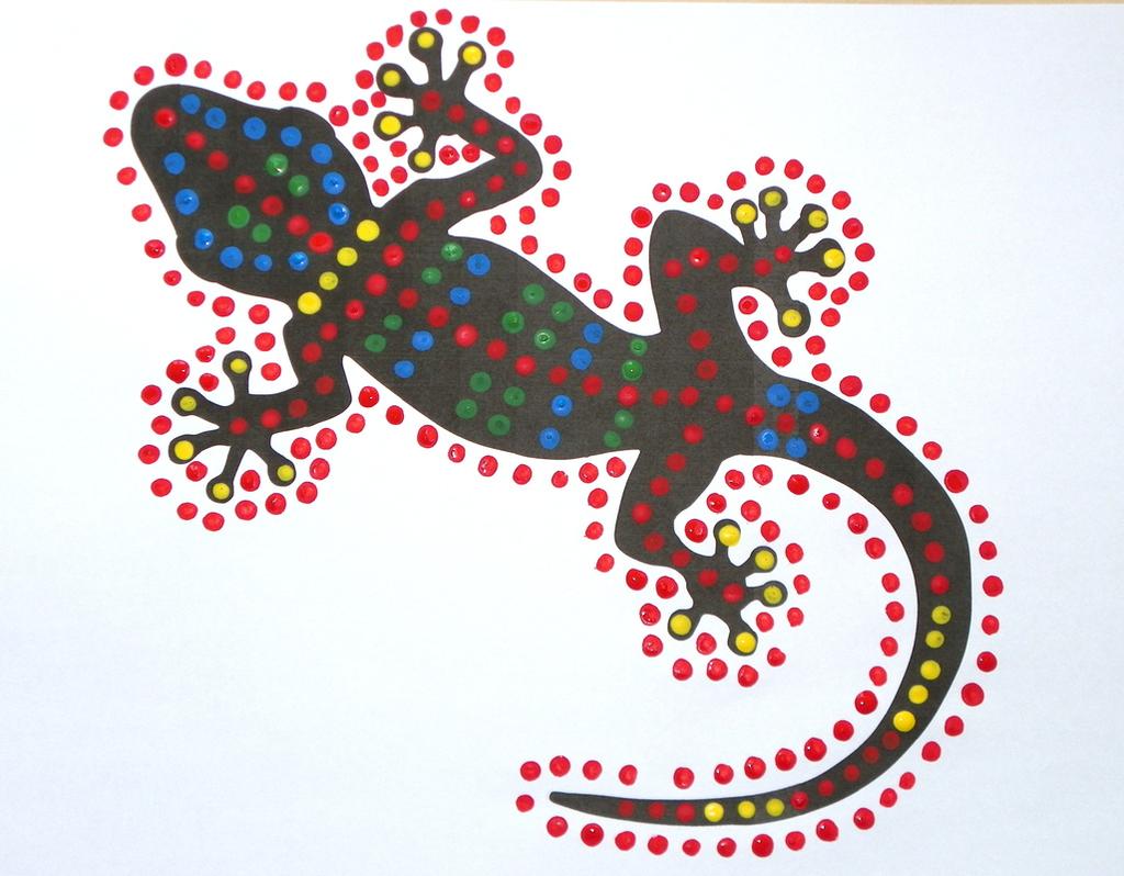 School-Age Gecko Dot Paint Black gecko template (provided) Paint Q-tips Print a black gecko for each