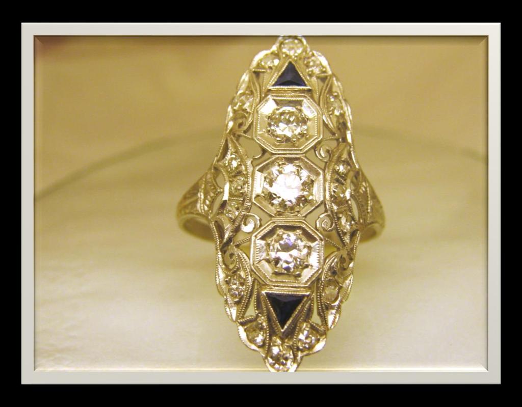 An Art Deco navette shape ring with