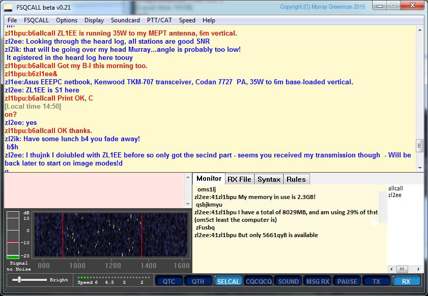 Digital Modes Packet Radio type FSQ Fast Simple QSO Good for group chats Like IRC or ICQ