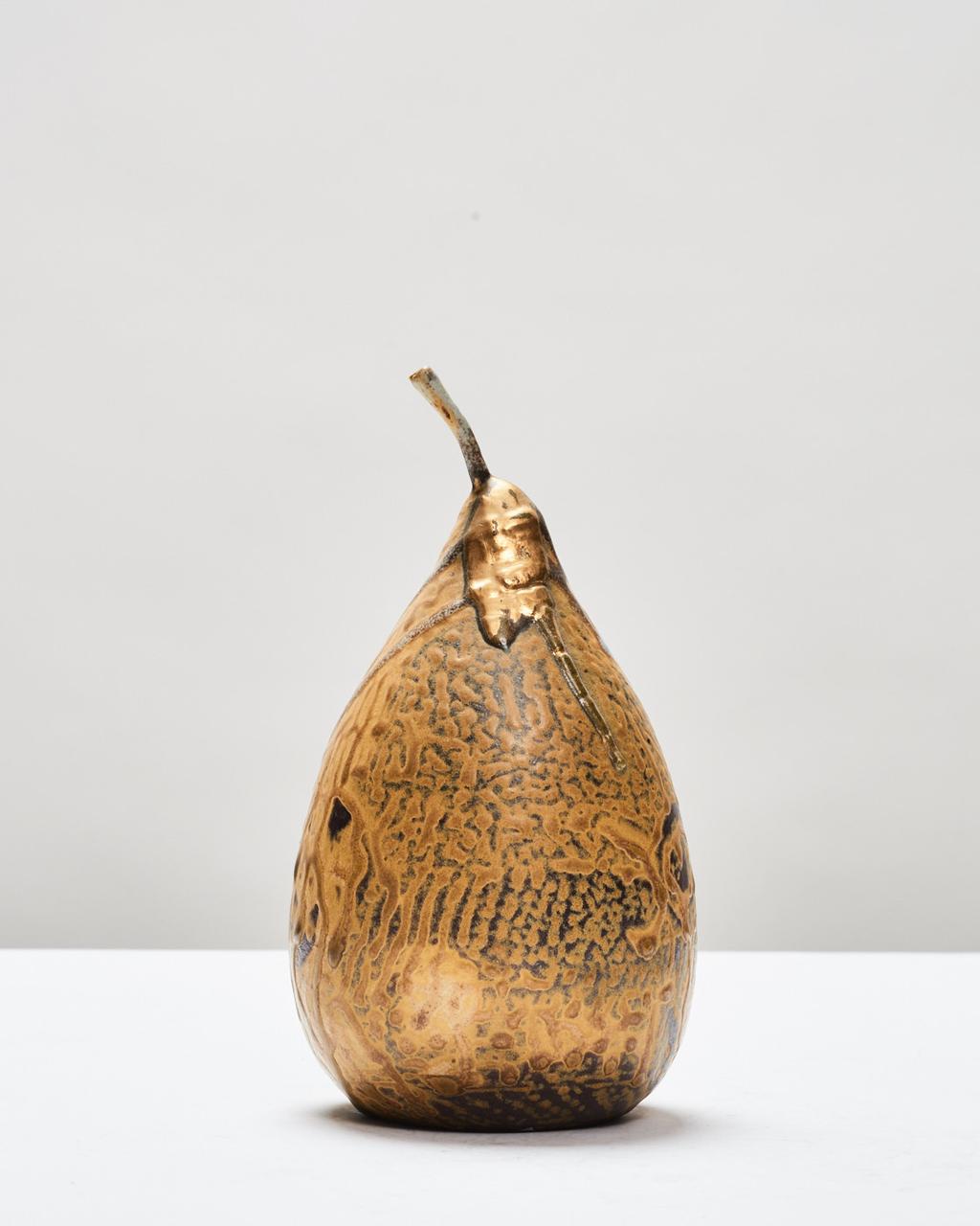 Èmile Grittel, A Pear, C.1910 1920, Stoneware, Gold Lacquer, 6.75h x 3.