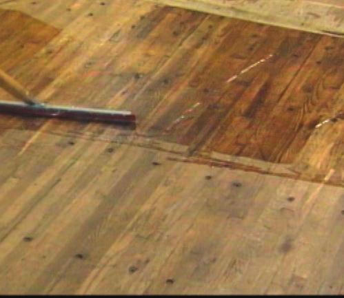 POUR Pour mixed FLOOR RESTORE into any remaining deep or large gouges that do not show daylight. Pour 1/4 of the mixed FLOOR RESTORE material across the nose of the trailer floor.