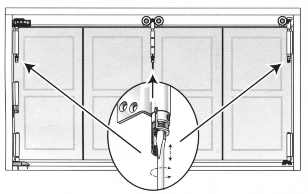 Door Adjustments: After the door is fully assembled and installed adjust your door to achieve easy operation. Vertical Height Adjustments.
