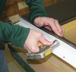 Fasten the pre-drilled side jambs to the sill using five #8 x 3 screws on each side of the