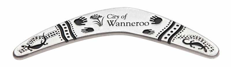 CORPORATE BOOMERANG The pewter boomerang 2D design can be created with our