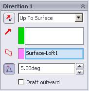 Create a lofted construction surface through these curves. To do this, activate the Surfaces toolbar and then select lofted surface.
