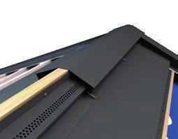 Installation of ridge underside flashing In order to guarantee the highest aesthetics of the roof after installing the first rows of Ruukki Hyygge panels on two opposite roof planes, start the
