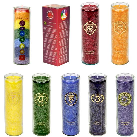00 Individual Chakra Candle 100% stearin (palm oil) 3% essential oils: Burns for 100hrs and comes with a cork coaster stand.