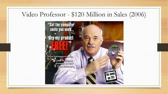 Same thing with the Video Professor. This guy used to give away these instructional CDs. How much do you think it costs to produce a CD? I can tell you: Less than a dollar.