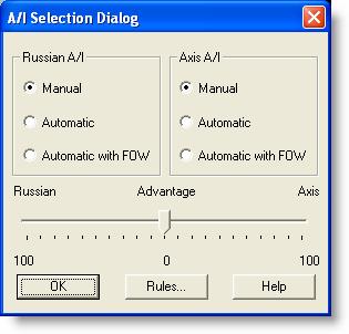 will be taken to the File Selection Dialog. Click the scenario #00_Started and then OK. This takes you to the AI Selection Dialog where you choose the side you wish to play.