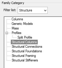 Activate the Create ribbon. Select the Family Categories tool. 55. Select Structural Columns.