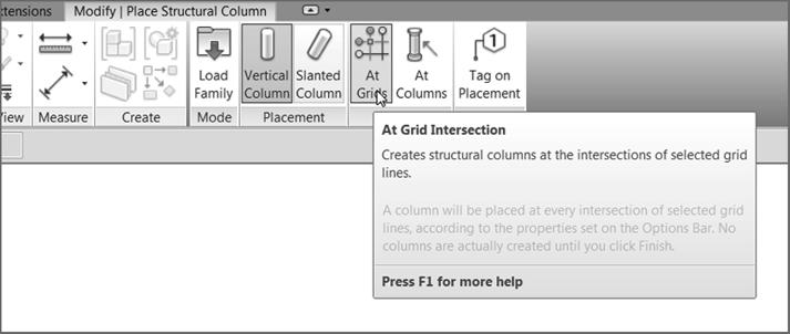 On the Modify Place Structural Column tab, click the At Grids button on the Multiple panel, as shown in Figure 8. 2 9.