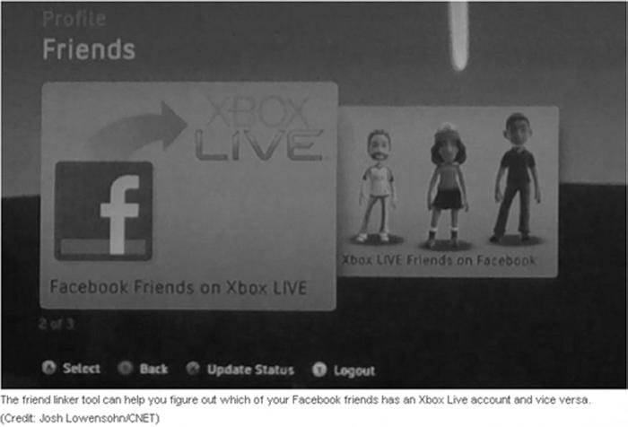 Creating a Live Account 29 FIGURE 3.6 Depiction of the Facebook application for the XBOX 360 console [ 5 ].