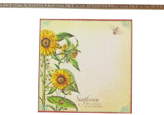 From the Time to Flourish August Cut Apart sheet, trim out the Keep your Face to the Sunshine border and the Sunflower journaling block.