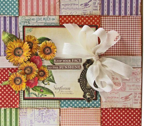 Add the fussy-cut flowers and leaves to the journaling block with foam adhesive.