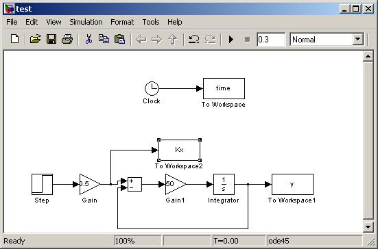 Figure 18: First-order Simulink model with 3 simout variables 13. Modify the plotting commands in your MATLAB file, Lab1_driver.