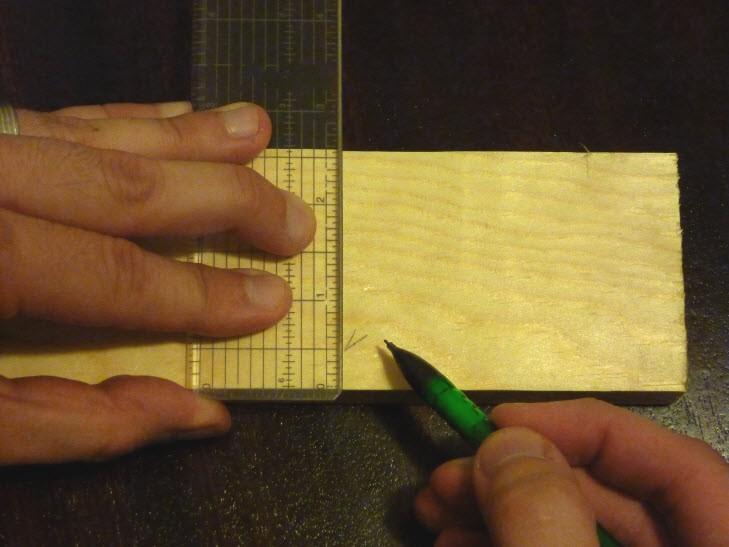 6 How to Make the Mini Miter Box To begin, use your ruler to measure 1/2 from the bottom edge of