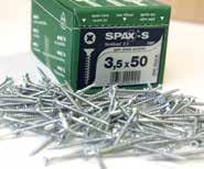 DRAWERS FIXTURES AND RUNNERS FITTINGS Screws Spax-S Chipboard Screws Countersunk Heads Zinc Plated SPAX-S Screws Art. No. Size Packing SPAX35X15 3.5mm x 15mm 1000 SPAX35X16 3.
