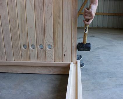 Note: The lower side bench will be installed once the rest of the sauna is