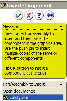 Click Make Assembley from Part/Assembley Insert component dialog box appears with