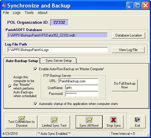 Synchronizing Database and Data Backup Title: Description: Details: Data Back-up and Synchronization This standard procedure outlines the process that should be followed when a parish is backing up