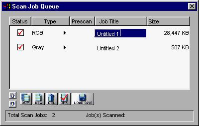 6. To see how the scan jobs relate to the titles in the Scan Job window, try this. Click on the first scan job title. The scan job that becomes active will be the left half of the image (in color).
