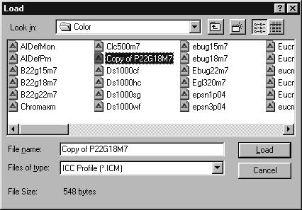 Entering RGB Setup information 1. Choose File, Color Settings, and RGB Setup. 2.