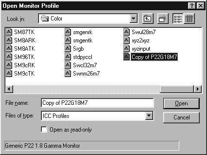 3. Click on the Load button to select the matched monitor ICC profile.