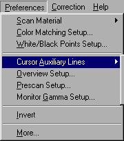 Cursor Auxiliary Lines This command allows you to create horizontal and vertical grid lines with your cursor to help define a scan frame precisely.