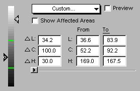 5. Adjust tonal range (To "L" value) of the resulting color with either of the following methods: Drag the "To" slider (black arrowhead with "plus" sign) of the Lightness bar to the desired tone.