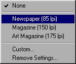 Choose Newspaper (85 lpi) if the original image has a coarse dot pattern (like images in a newspaper). Choose Magazine (150 lpi) for images with a finer dot pattern.