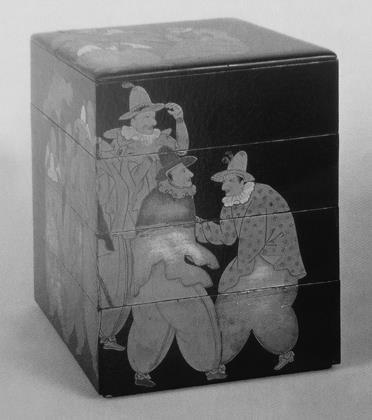 Fig. 13: Four-tiered lacquer box with Portuguese figures, late