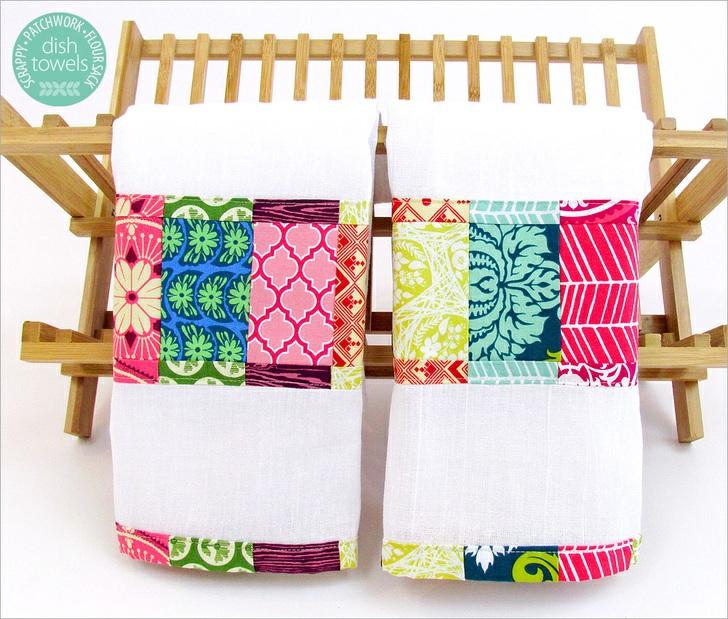 Published on Sew4Home Scrappy Patchwork Border Dish Towels Editor: Liz Johnson Tuesday, 30 January 2018 1:00 If one of your New Year s Resolutions was to do a better job using up the fabric you have