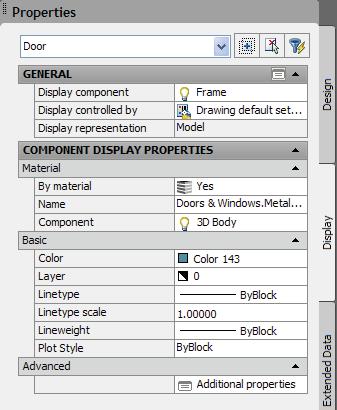 Styles and Advanced Object Tools 3. In the Display Properties dialog box, there are various tabs including but not limited to: Layer/Color/Linetype, Hatch, and Other.