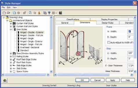 AutoCAD Architecture 2009 Advanced Style Manager Options The Style Manager works like Windows Explorer. You can show or close various levels in the tree view to the left side.