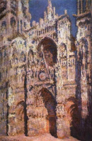 perspective of the Rouen Cathedral. In this painting, Monet uses different colors in order to express his views of the effects of sunlight in a different perspective.