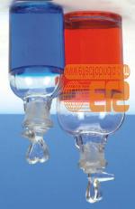 Clear glass bottle with grooved glass grip stopper and spout.